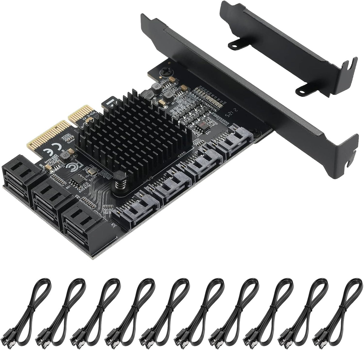 PCIE to SATA 3.0 6 Gbps Controller Card with 8 SATA Cables K682