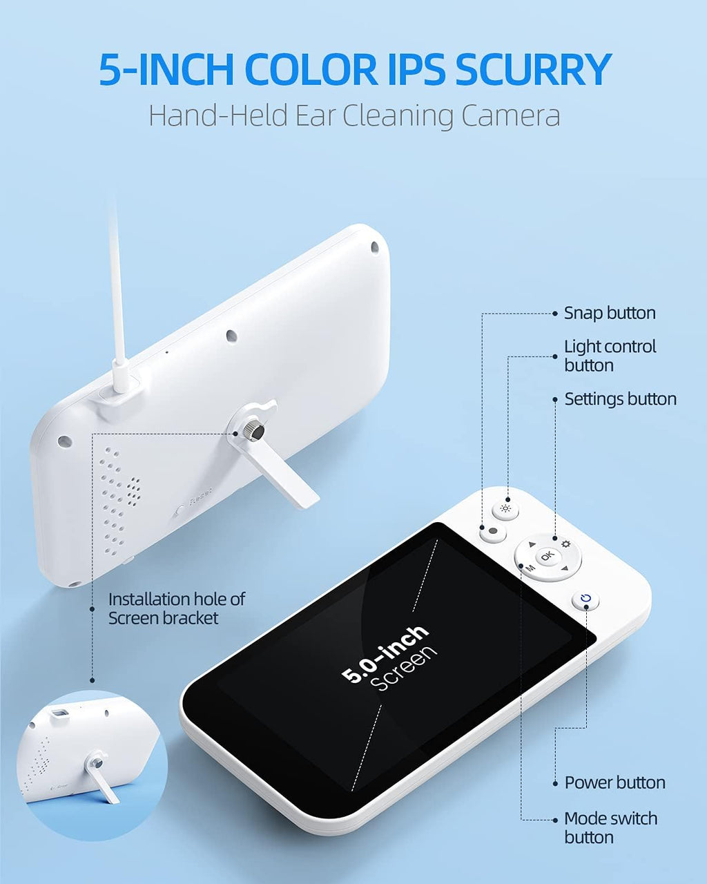 Ear Wax Removal Tool with 5 Inches Screen and Light Y950