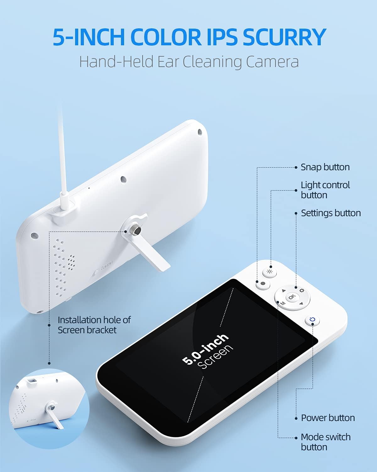 Ear Wax Removal Tool with 5 Inches Screen and Light Y950