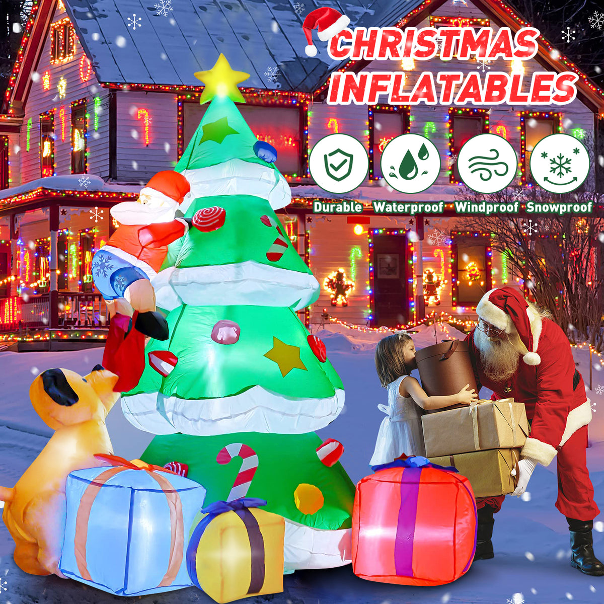 7FT Christmas Inflatables Santa Claus Blow Up Decor K42446