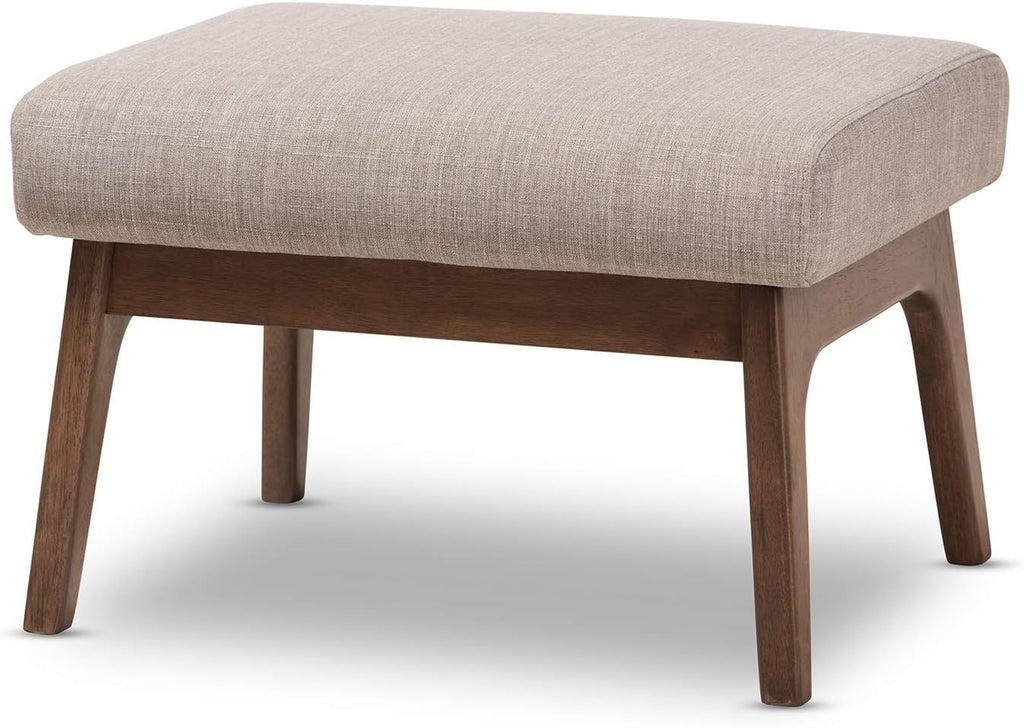 Light Grey Walnut Brown Fabric Polyester Ottoman Pack of 2 F25922