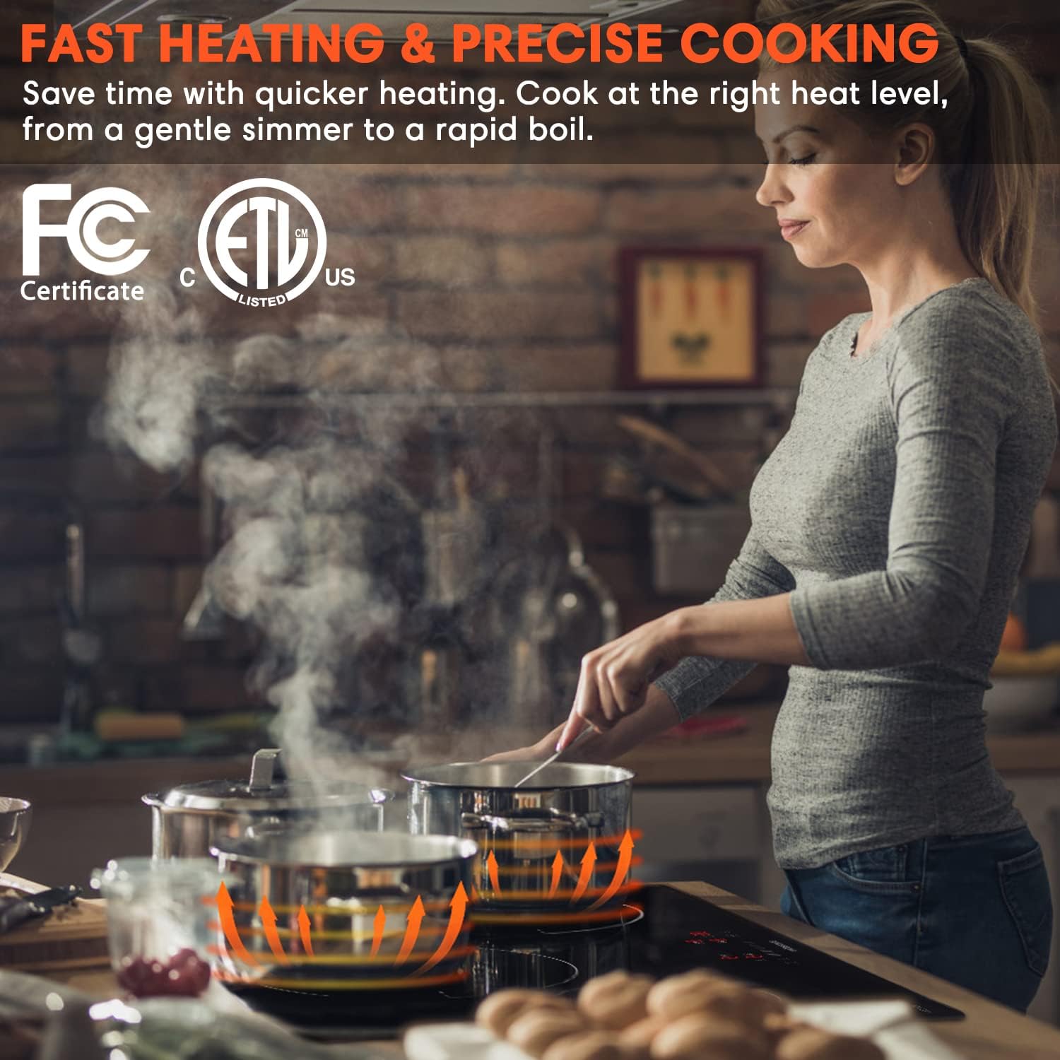 Induction Cooktop with 4 Burners Smoothtop Ceramic Glass F703459