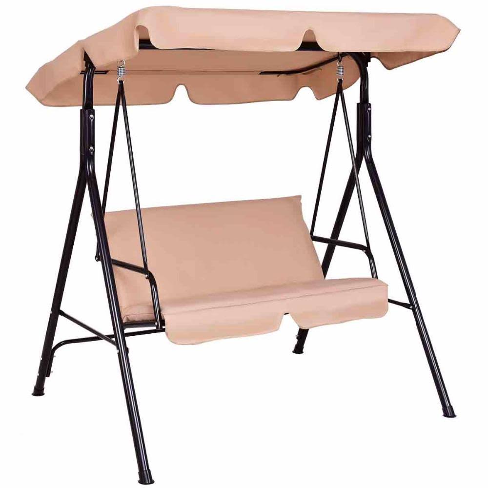 Green Cushioned Steel Frame Patio Canopy Swing Glider Y838