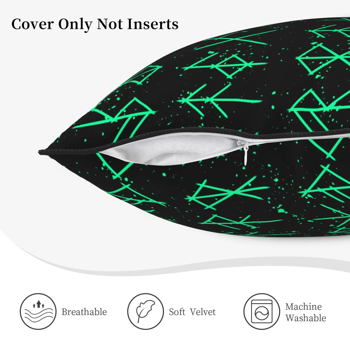 Green 20"x20" Velvet Throw Pillow Covers Set of 2 F315