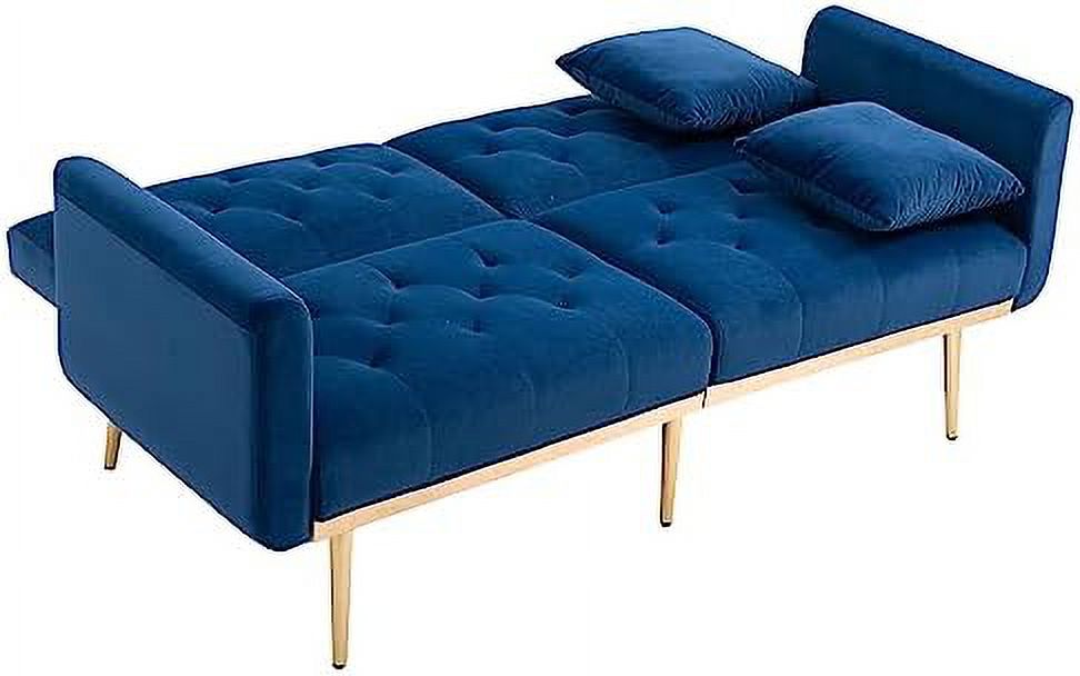 Beige Velvet Loveseat with 7 Gold Metal Legs T265345