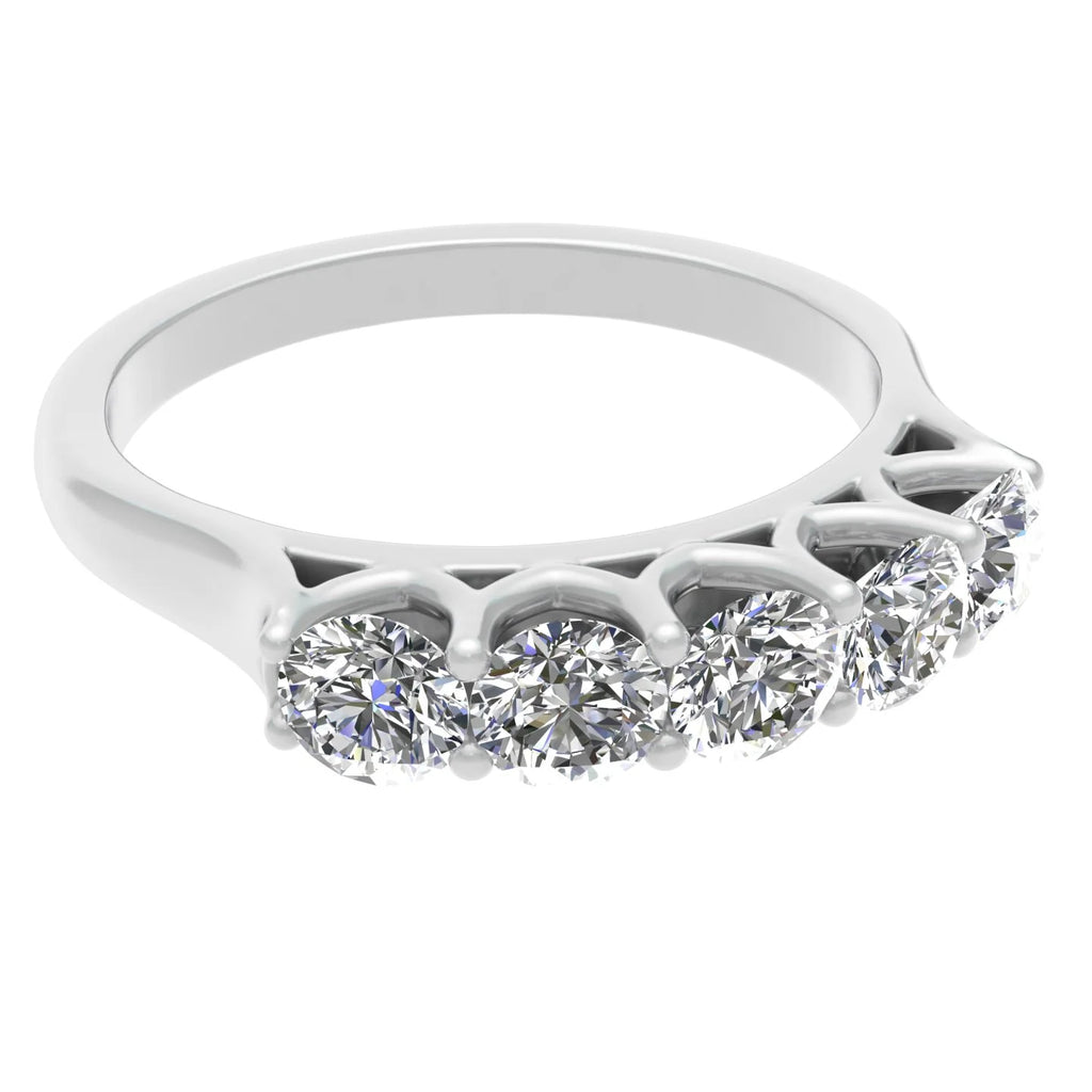 10k White Gold Diamond Five Stone Wedding Band V3962