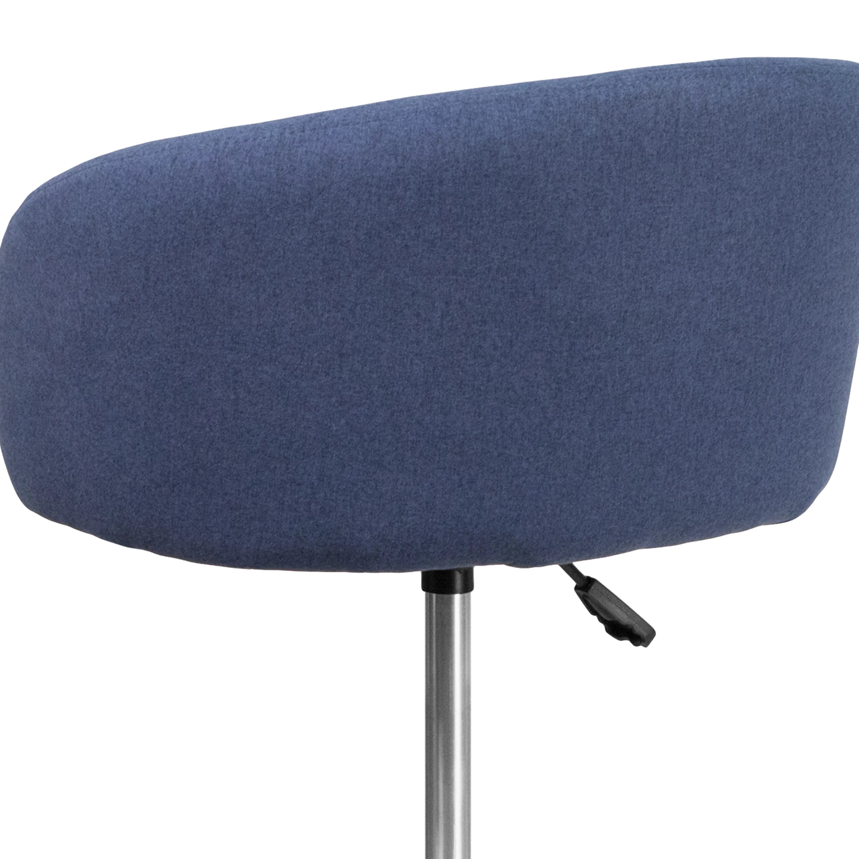 Blue Fabric Adjustable Height Barstool with Barrel Back and Chrome Base H8021