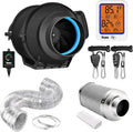 4 Inch 118 CFM Inline Blower Fan Air Carbon Filter, 25 Feet Ducting Hose Variable Speed Controller, Digital Hygrometer Thermometer, 1-Pair Rope Hanger Combo G398