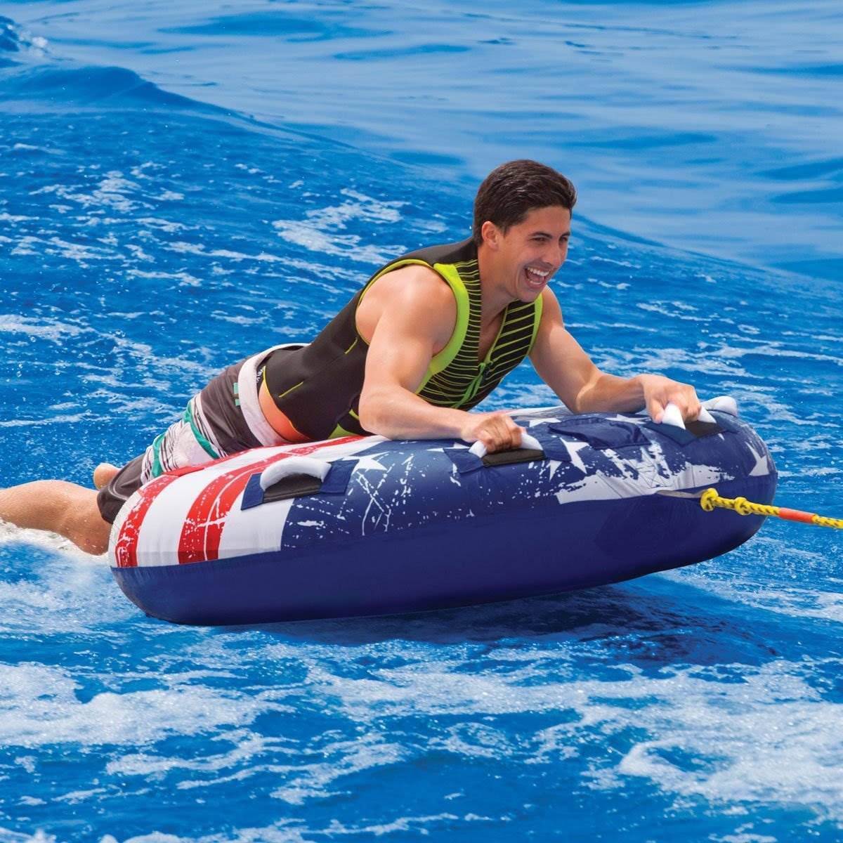Stars & Stripes Inflatable 1 Rider Watersports Towable Tube (3 Pack) O264670