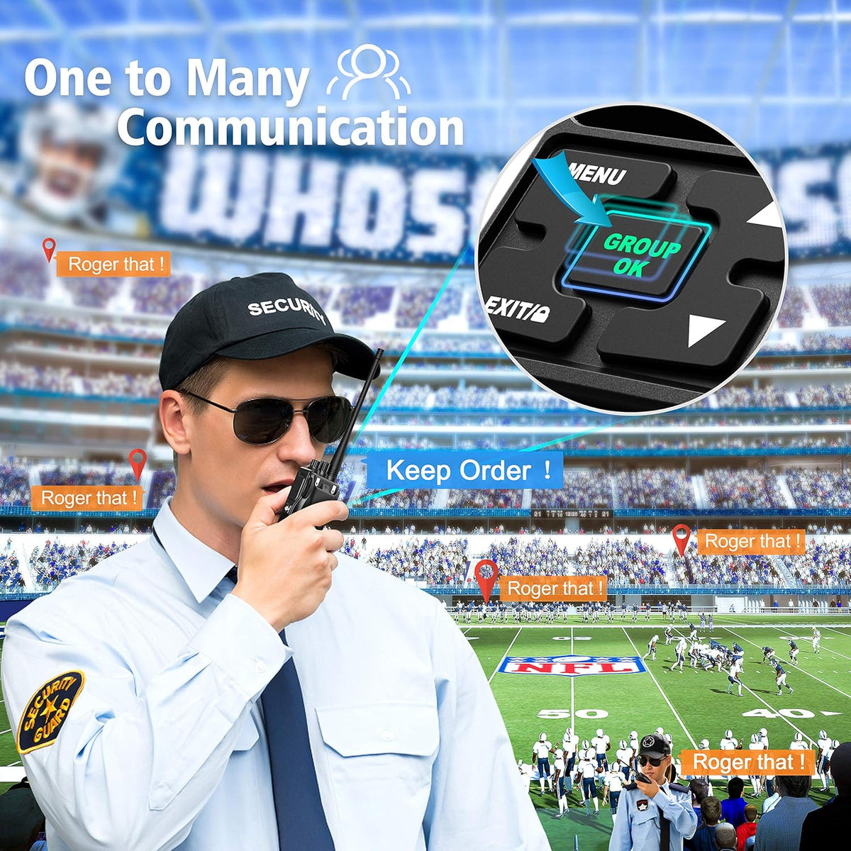 6 Packs UHF Two Way Radios with Earpieces B32987