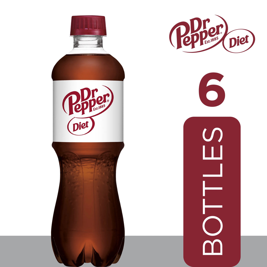 Diet Dr Pepper Soda Pop, 16.9 fl oz, 6 Pack Bottles W817