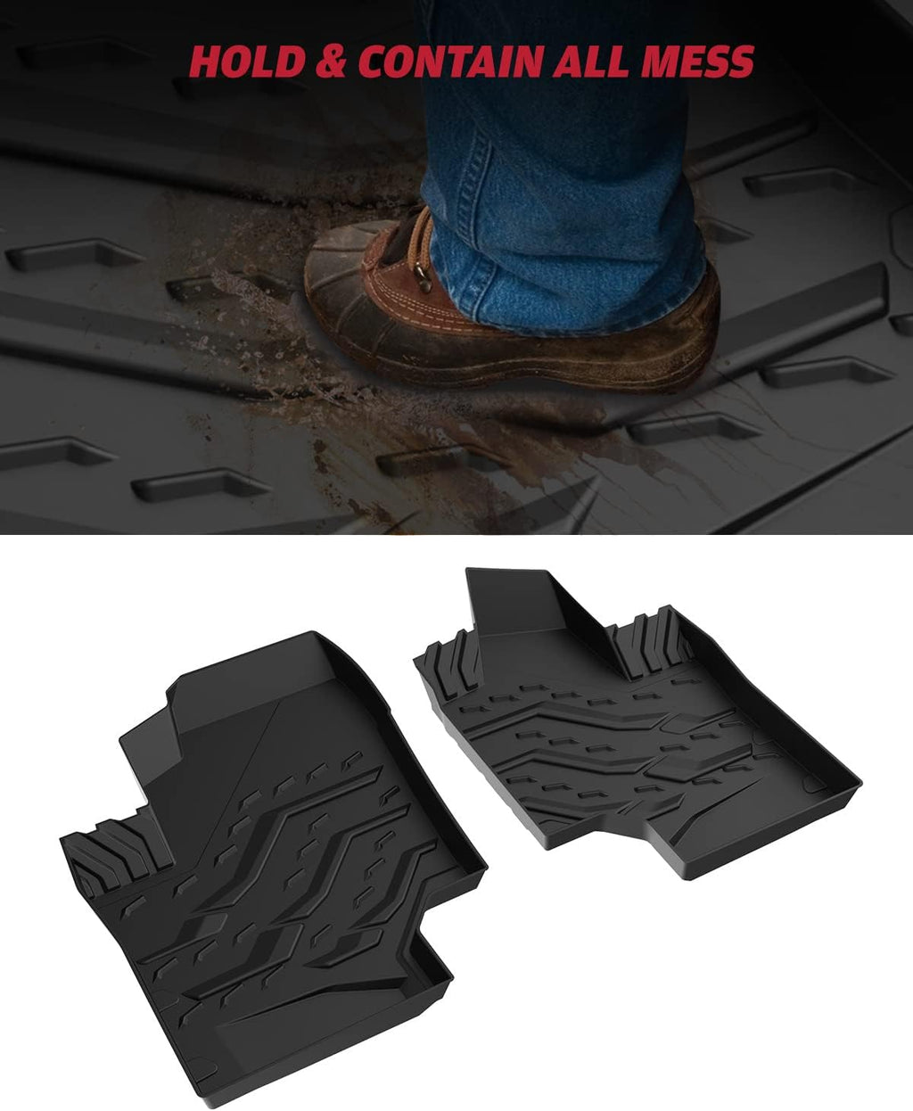 All Weather Waterproof 3D Floor Liners Front TPE Black D6452