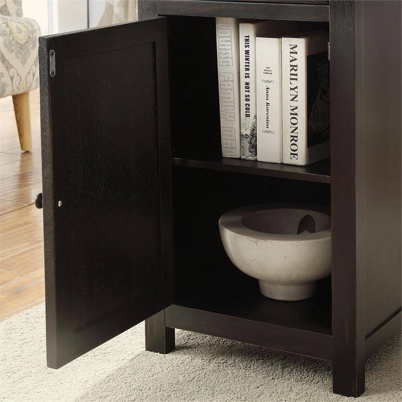 Antique Black Transitional Wood Side Table P110
