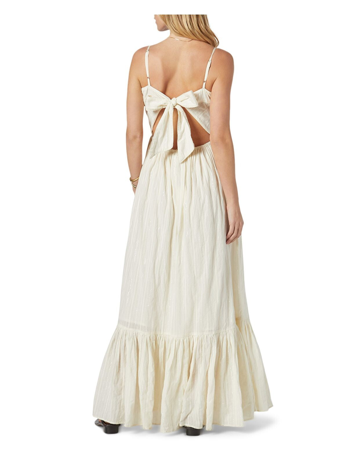 Ivory Spaghetti Strap Square Neck Maxi Dress C5384