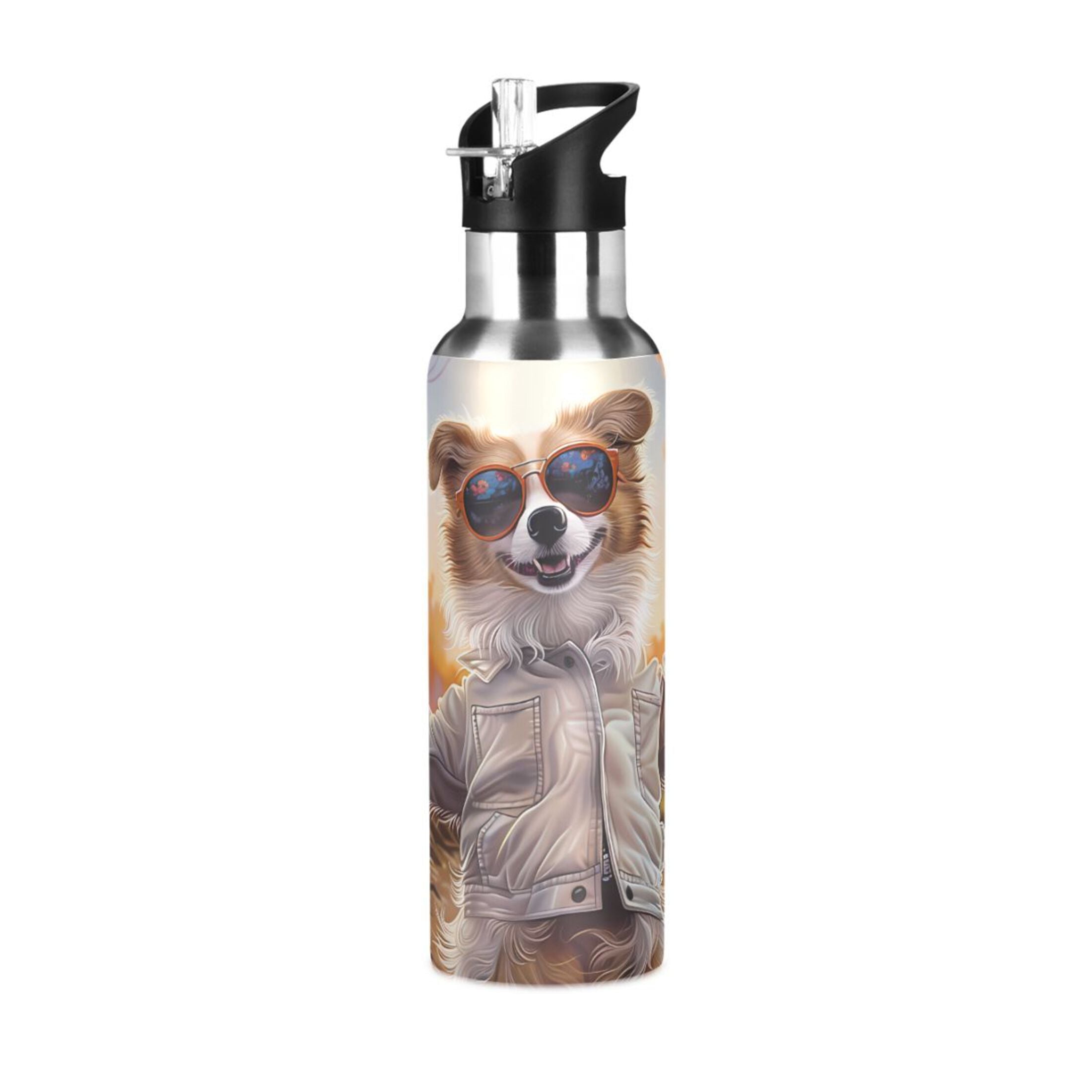 20 oz Insulated Stainless Steel Water Bottle with Straw Lid K998596