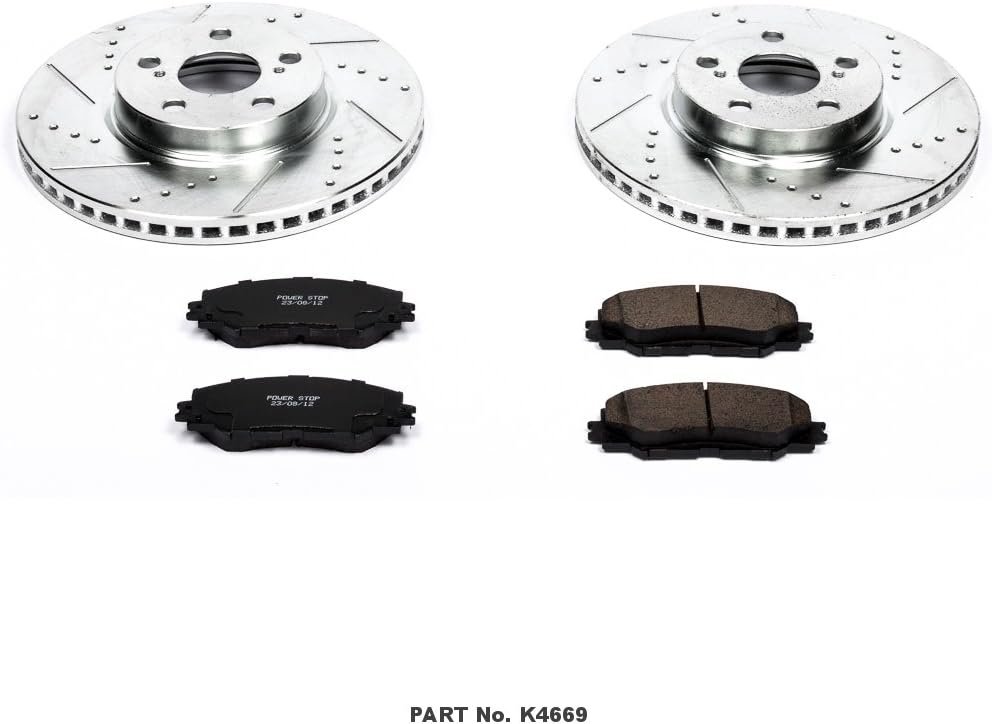 Front Z23 Carbon Fiber Brake Pads with Drilled & Slotted Brake Rotors Kit O65169