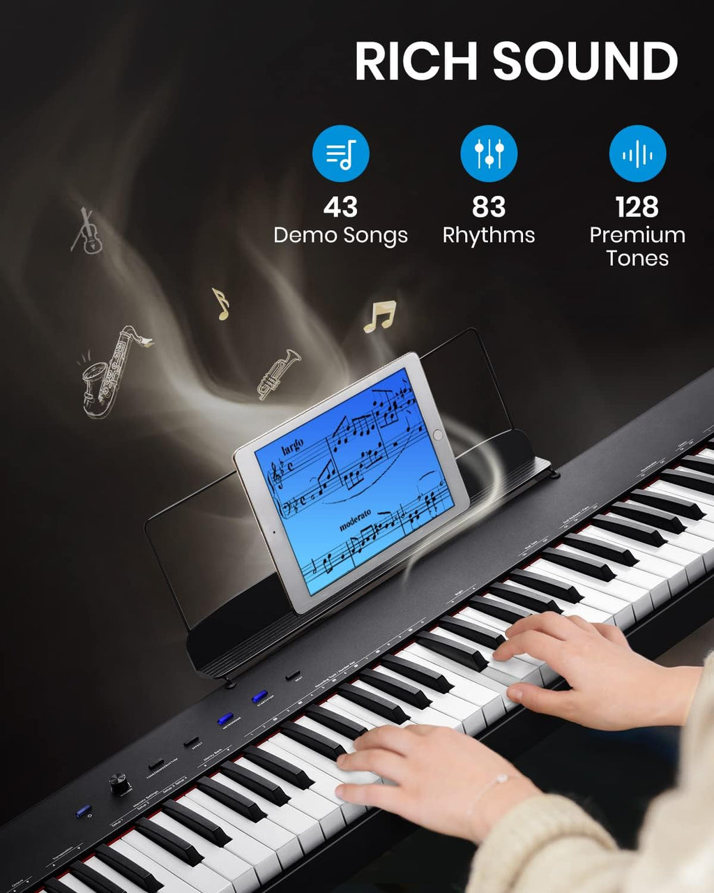 88-Key Semi-Weighted Digital Piano with Sustain Pedal L49480