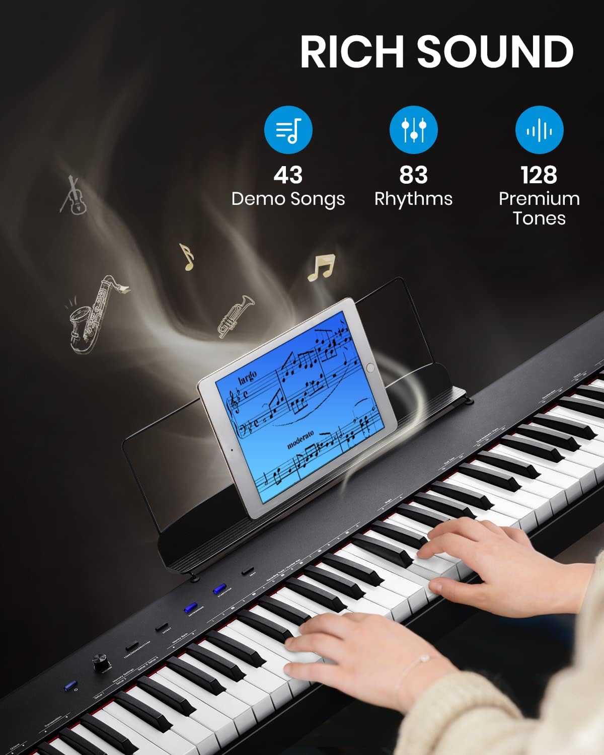 88-Key Semi-Weighted Digital Piano with Sustain Pedal L49480