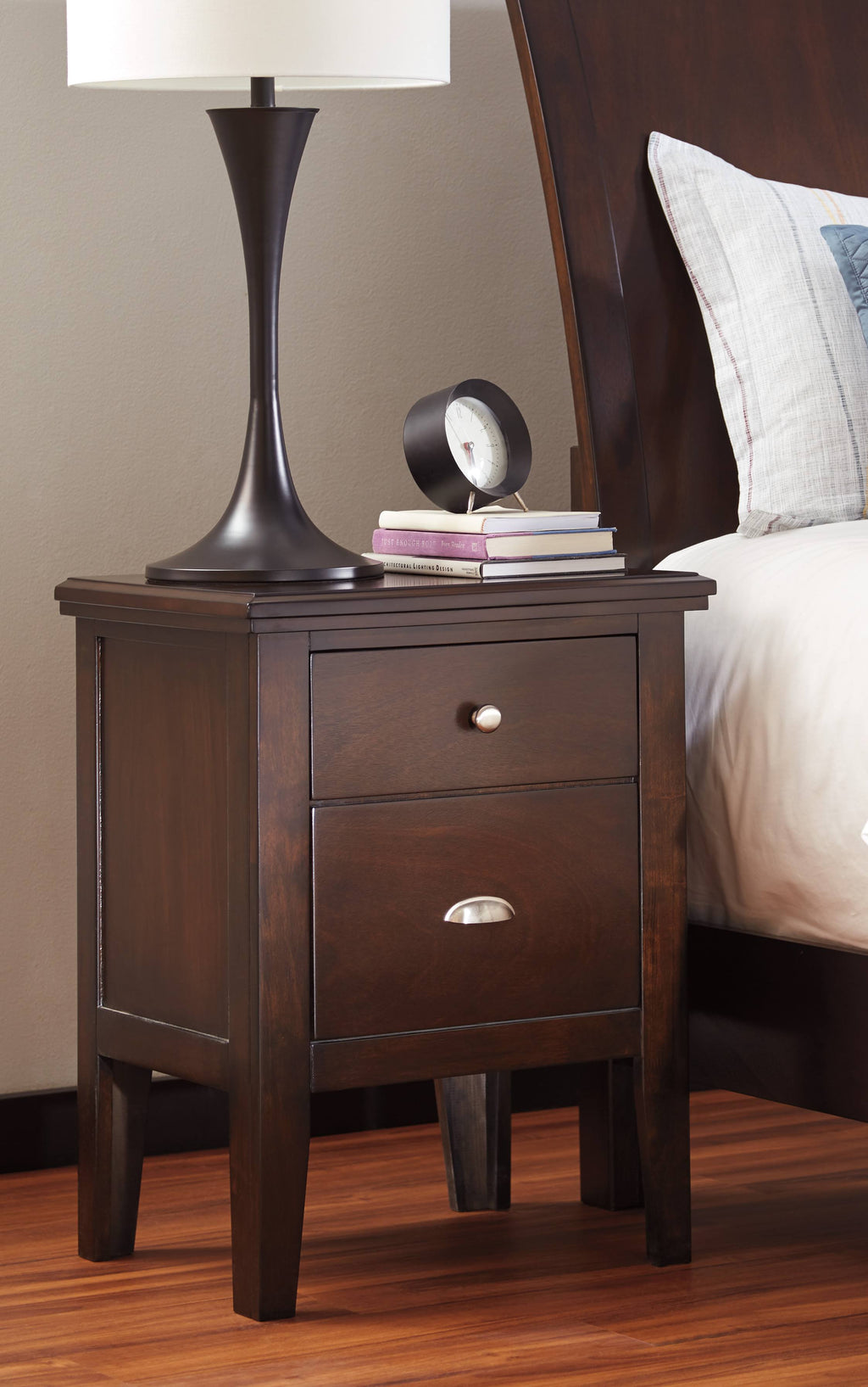 Two Drawer Night Stand in Brown G19906