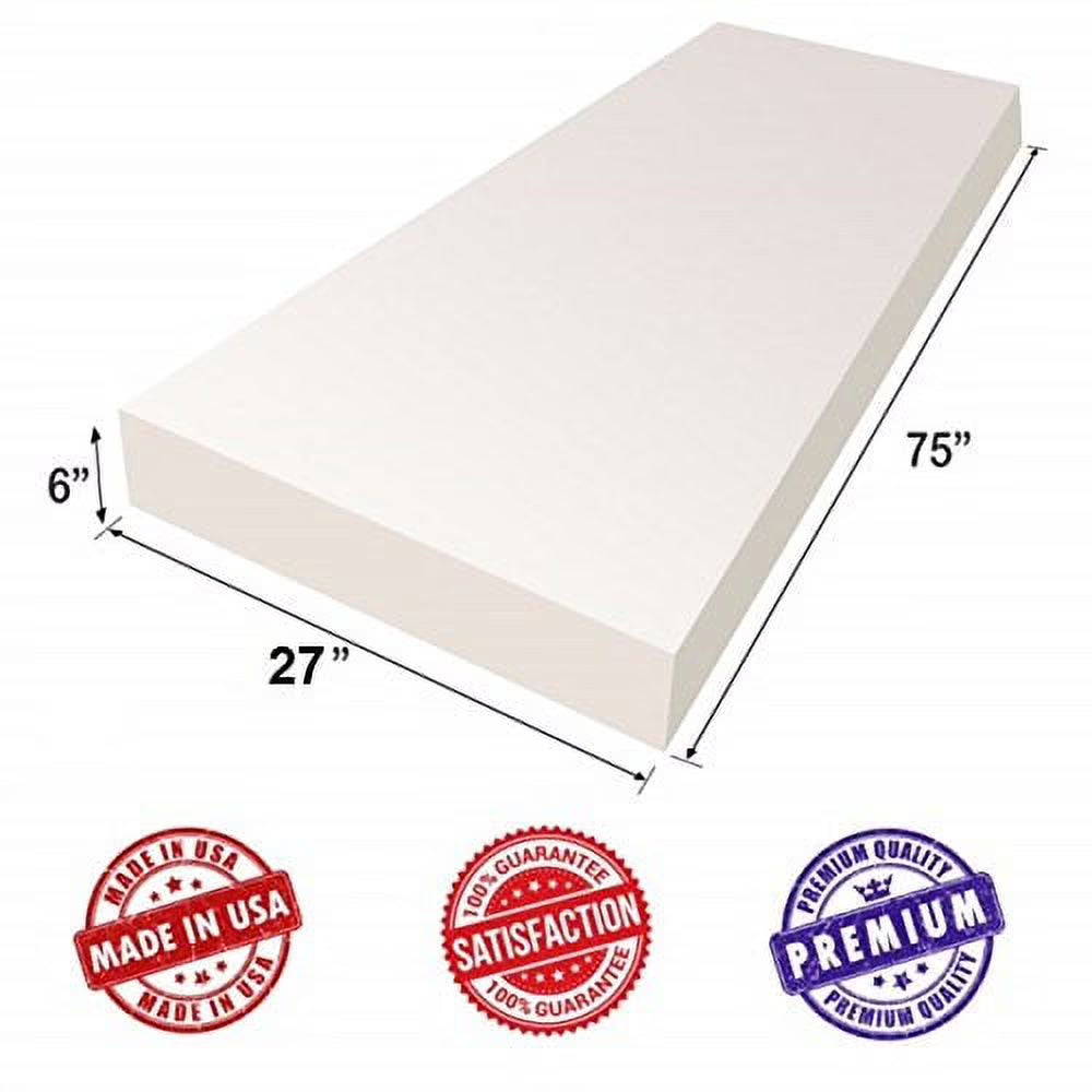 High Density Upholstery Foam Cushion Sheet 6"x27"x75" B1297