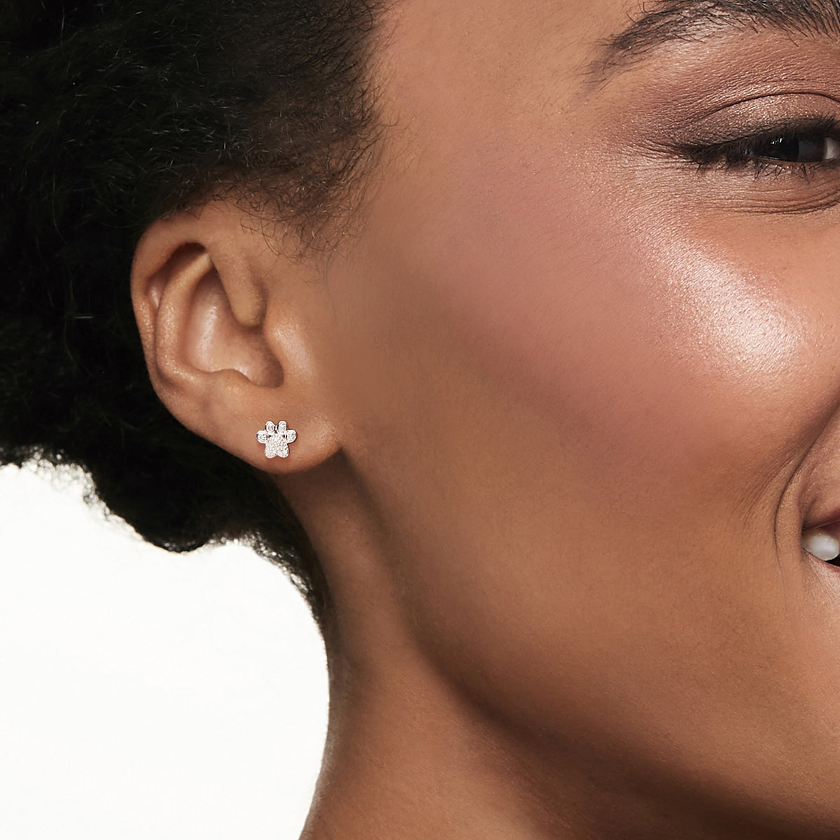 Diamond-Accented Paw Print Earrings in Sterling Silver P793415