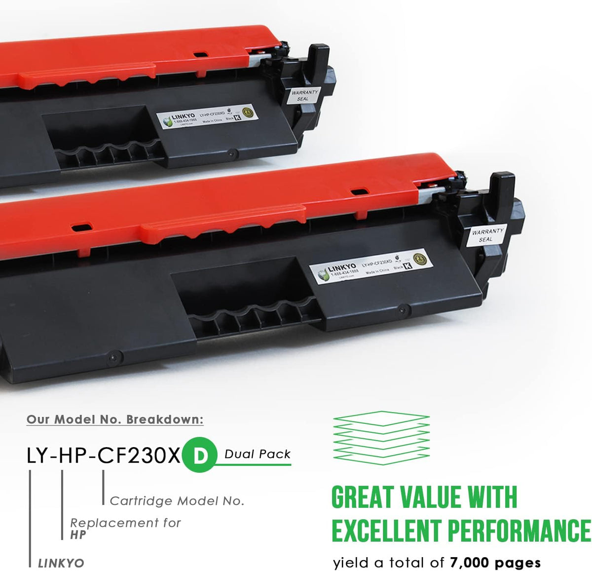 Compatible Toner Cartridge for HP 30X CF230X, Black, High Yield, 2-Pack V842686