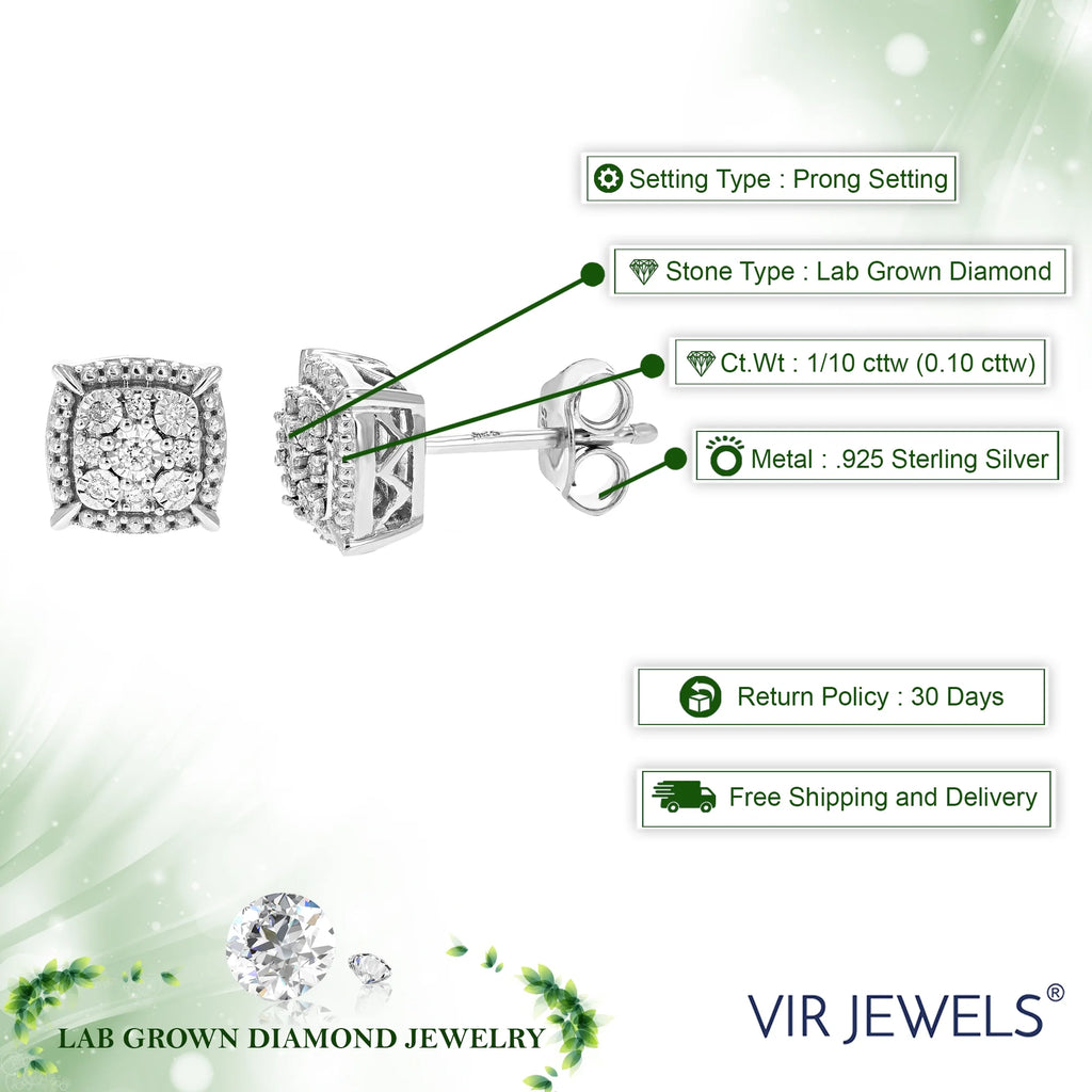 1/10 CTTW Lab Grown Diamond Stud Earrings in .925 Sterling Silver N4846
