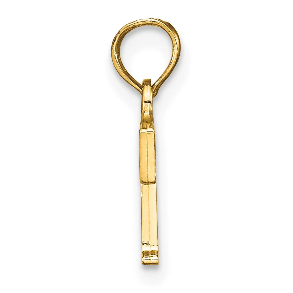 14K Yellow Gold Polished Block Letter T Initial Pendant Charm With 10K Yellow Gold Rope Chain Necklace 20'' H5020