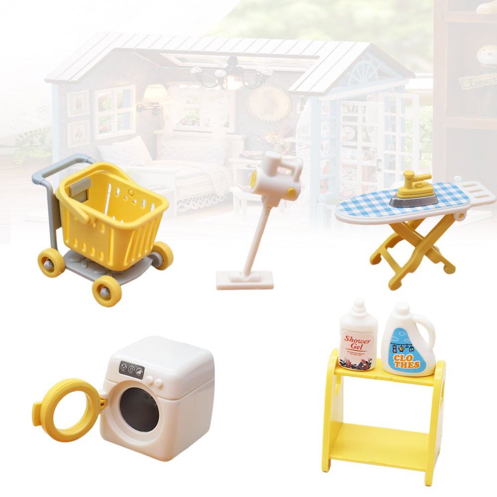 1:12 Mini Dollhouse Washing Machine Vacuum Cleaner Laundry Room Set Play Toys Z3672