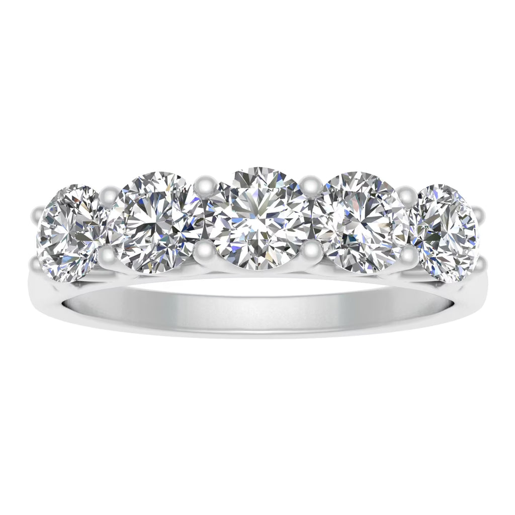10k White Gold Diamond Five Stone Wedding Band V3962