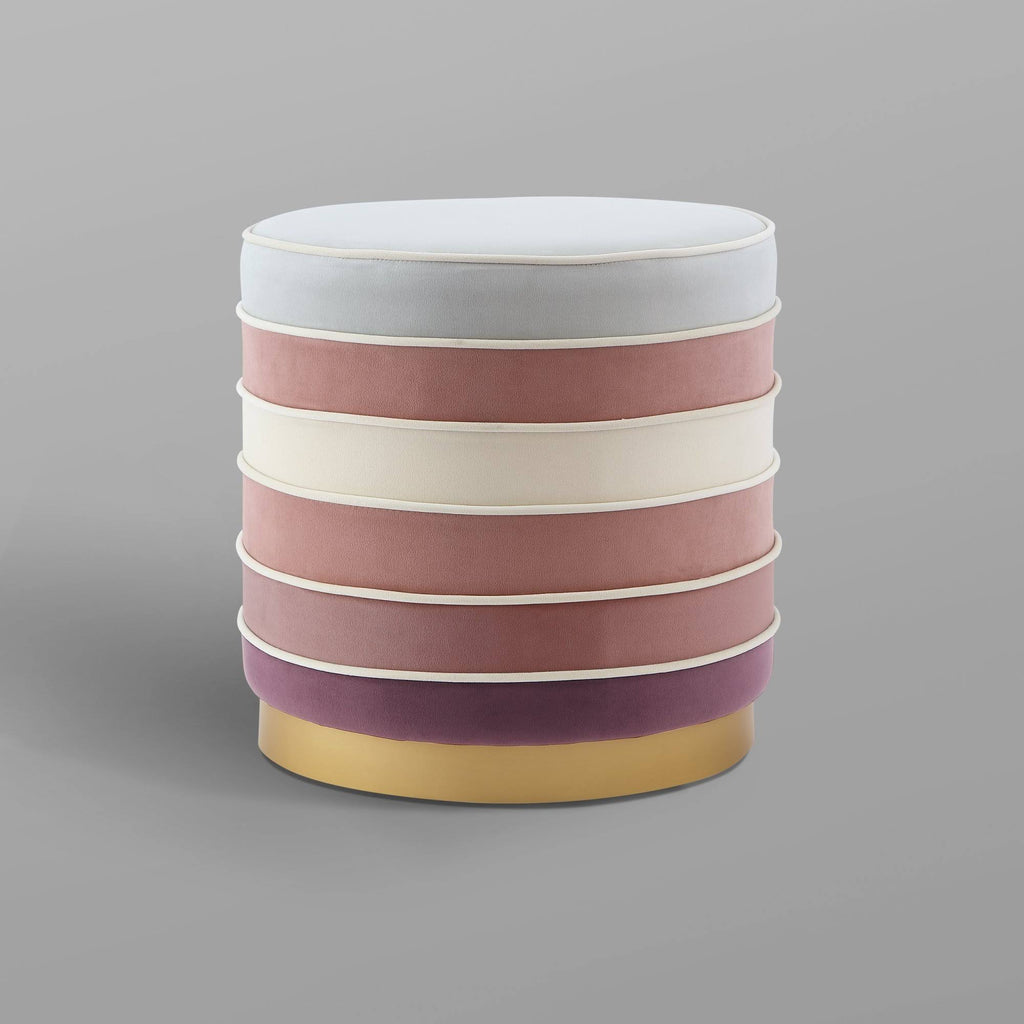 Blush Pink Velvet Ottoman with Metal Base N502