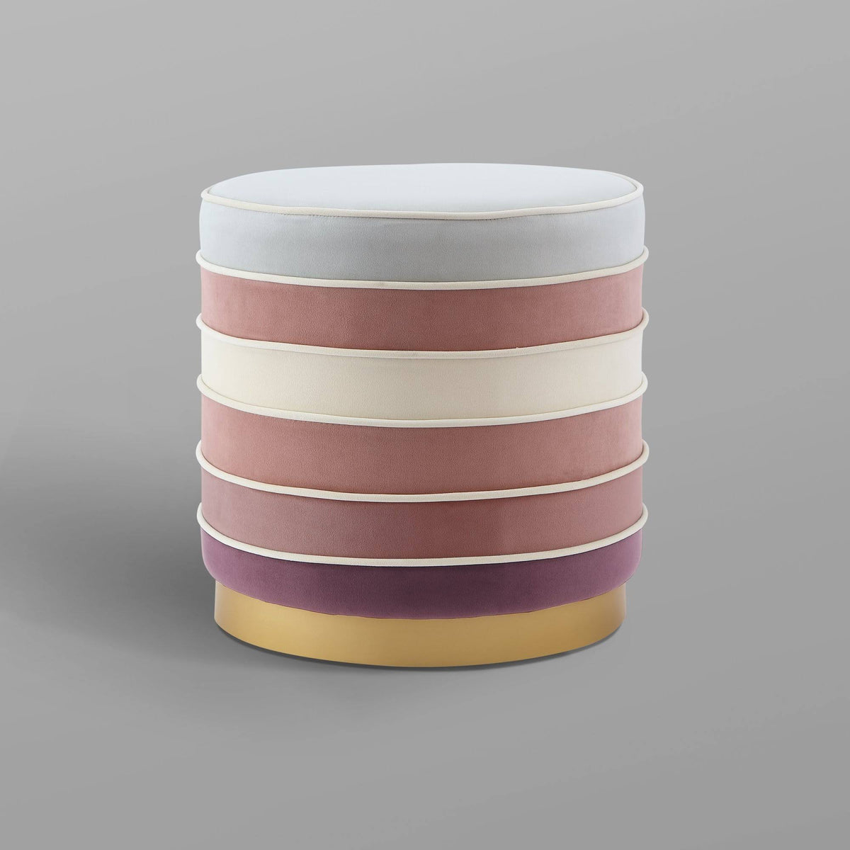 Blush Pink Velvet Ottoman with Metal Base N502