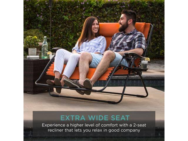 Terracotta Orange 2-Person Zero Gravity Chair with Cup Holders Z885860