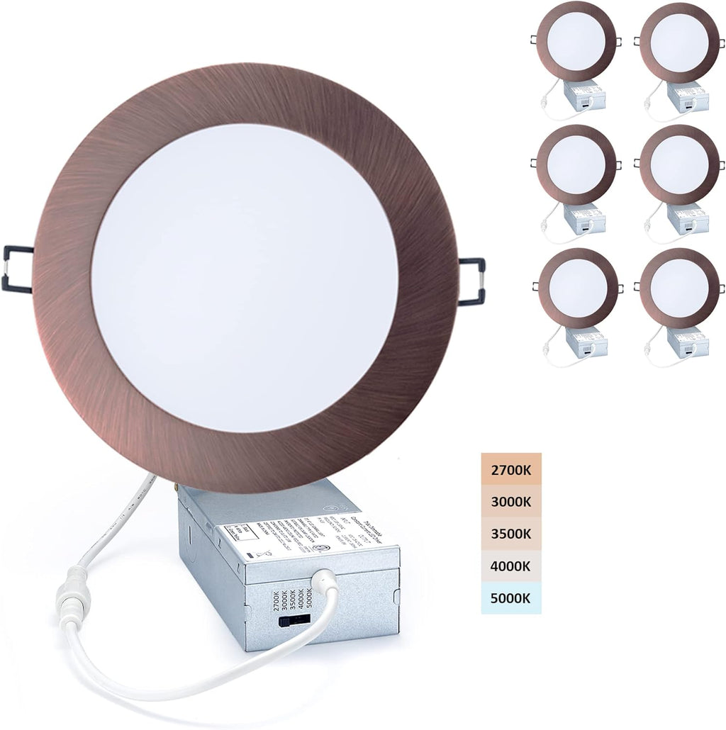5 CCT Adjustable Dimmable 4-inch Recessed Light with Junction Box, 6 Pack I853061