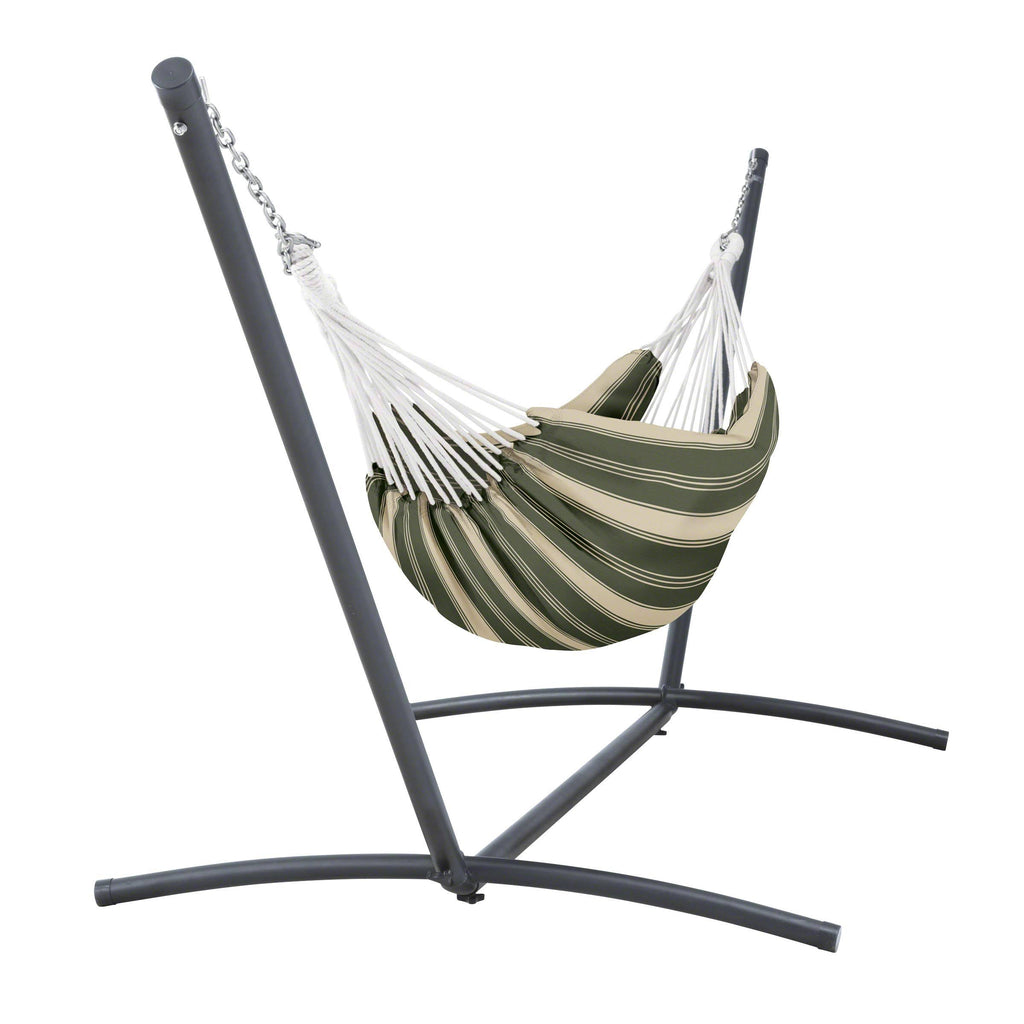 Heather Fern Green Stripe Hammock with Steel Stand Z409