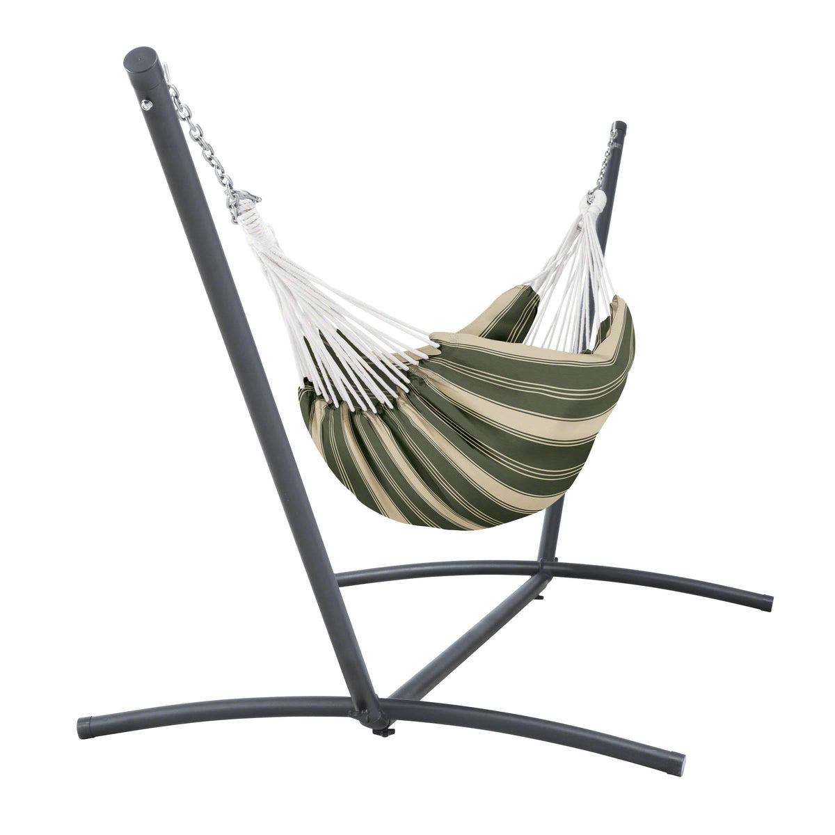 Heather Fern Green Stripe Hammock with Steel Stand Z409