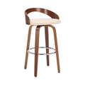Faux Leather & Wood Swivel Counter Stool in Cream/Walnut A15571
