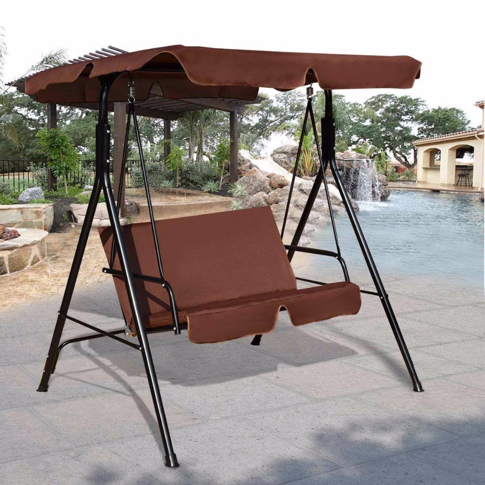 Green Cushioned Steel Frame Patio Canopy Swing Glider Y838