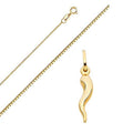 14k Yellow Gold Cornicello Pendant with Box Link Chain Necklace A580