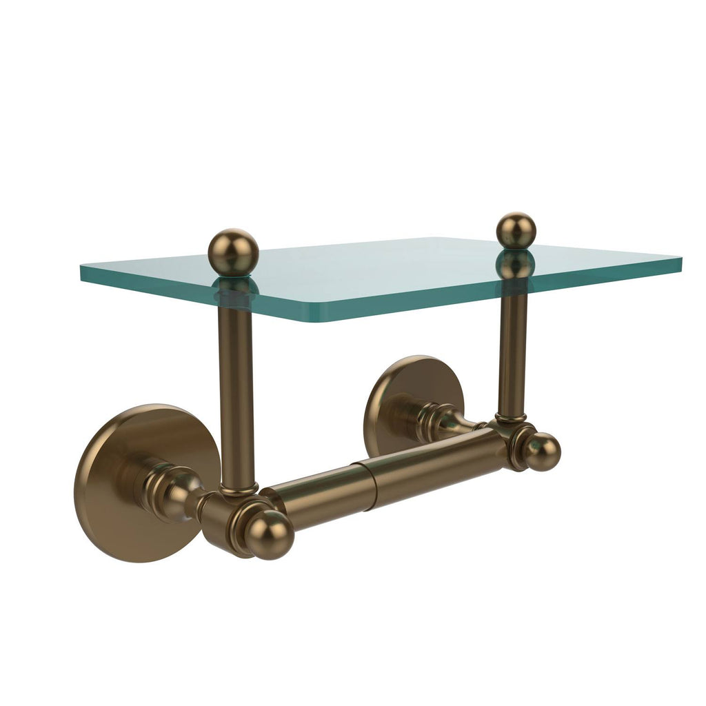 Two Post Toilet Tissue Holder with Glass Shelf Brushed Bronze G59602