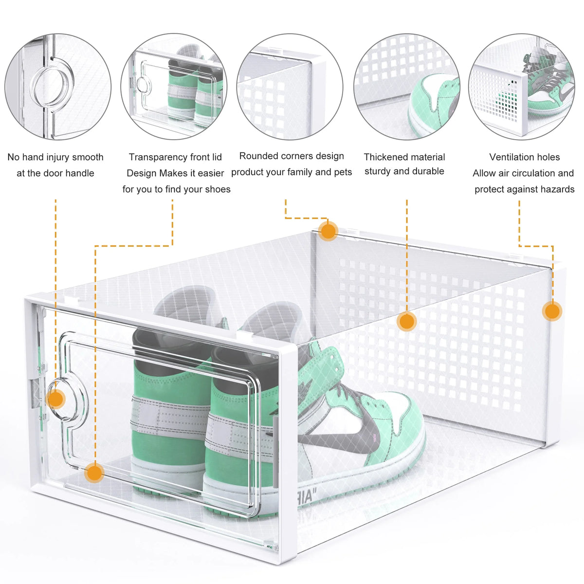 12 Pack Clear Stackable Shoe Storage Box Y8112