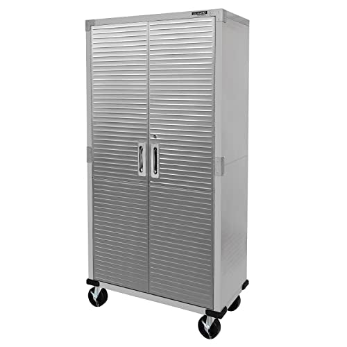 Solid Steel Rolling Lockable Metal Storage Cabinet with Adjustable Shelves, 36" W x 18" D x 72" H, Granite G1359