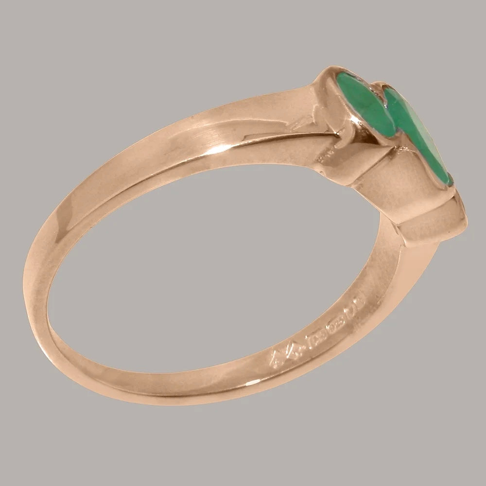 10k Rose Gold Natural Emerald Womens Ring H880600