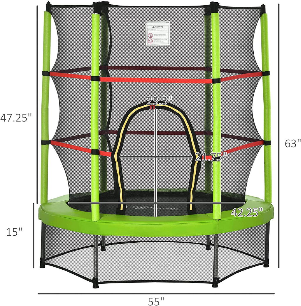 Kids Trampoline with Enclosure Net Steel Frame Indoor Round Bouncer M7300
