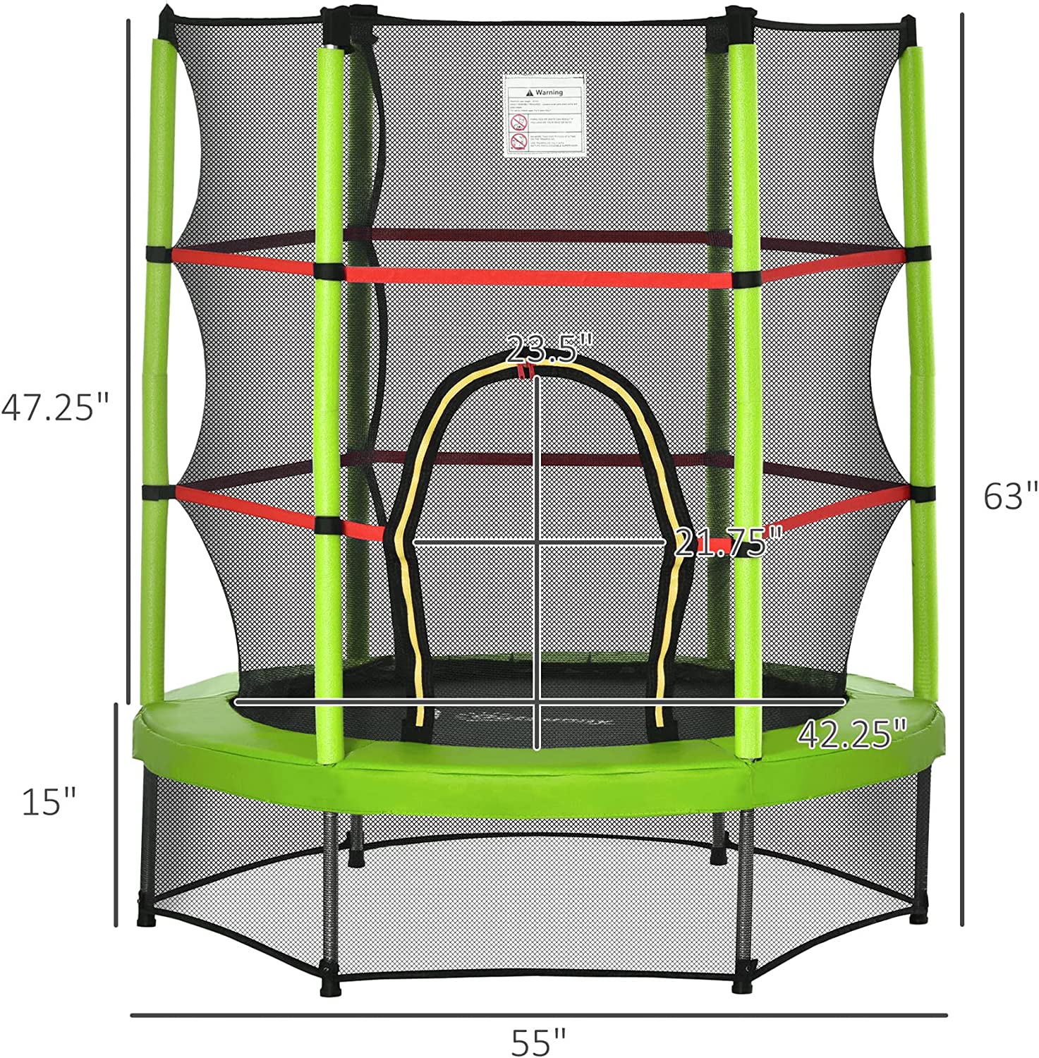 Kids Trampoline with Enclosure Net Steel Frame Indoor Round Bouncer M7300