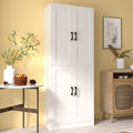 Black 71" Tall Wooden Kitchen Storage Cabinet with Doors D79543