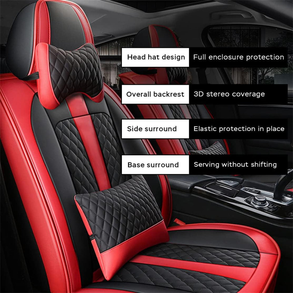 Black Red Waterproof Car Seat Covers 5-Seat A5815