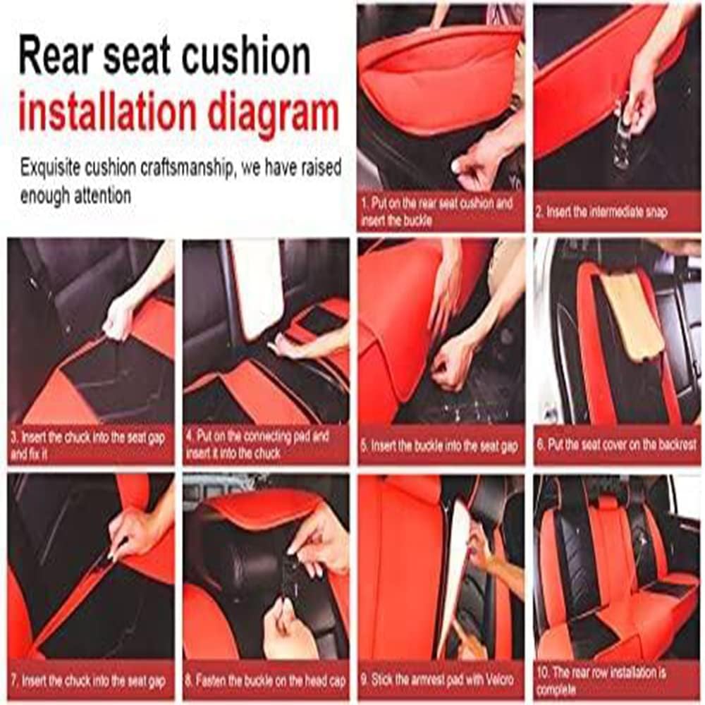 Black Red Waterproof Car Seat Covers 5-Seat A5815