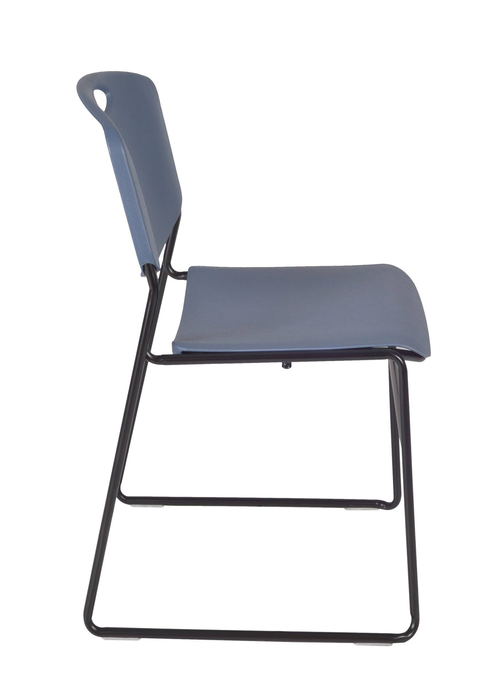 Mahogany Square Breakroom Table and 4 Blue Stack Chairs B31025