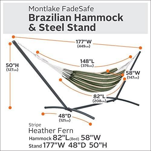 Heather Fern Green Stripe Hammock with Steel Stand Z409